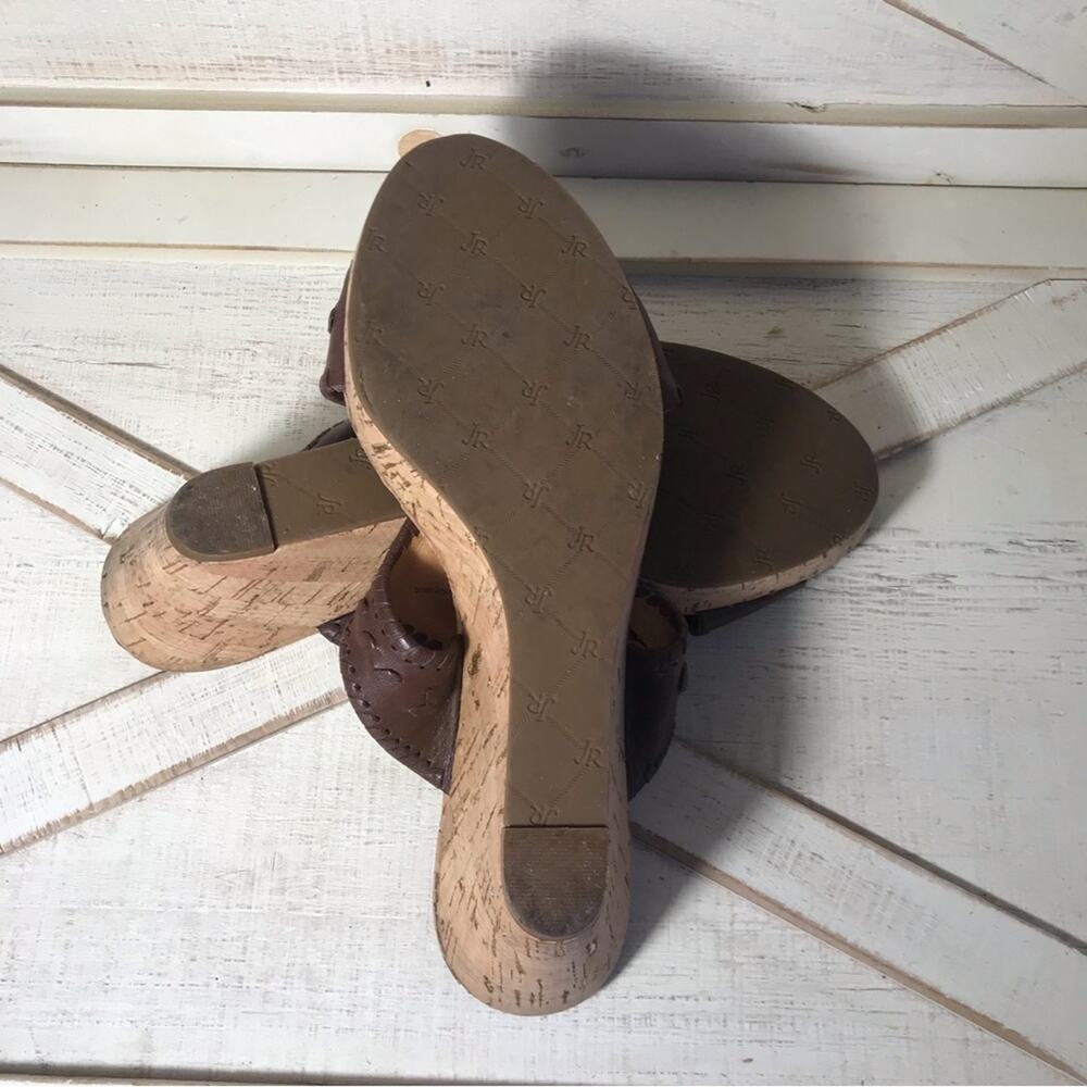 Jack Rogers Emilia wedge sandals cognac brown sz 9.5M cork espadrille summer - Picture 6 of 8